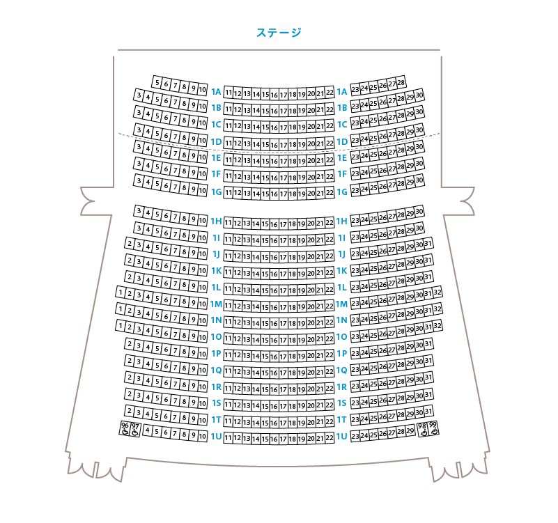 座席表中ホール1階